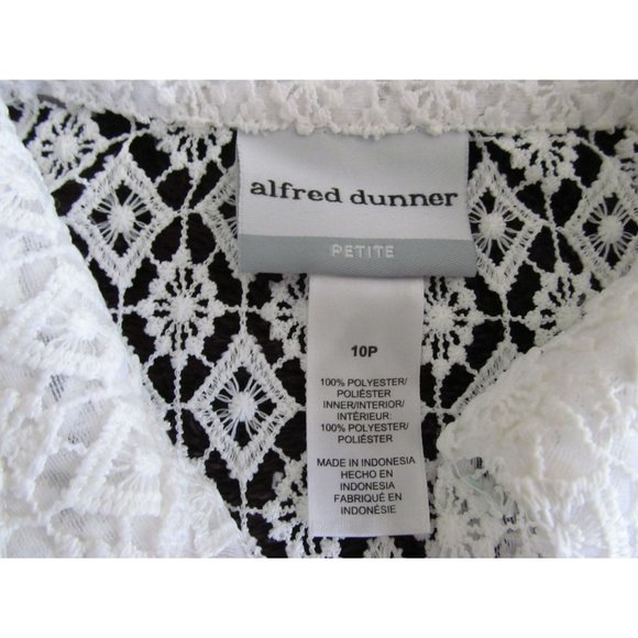 Alfred Dunner White and Floral Border Crochet Lace Open Cardigan - Picture 6 of 10